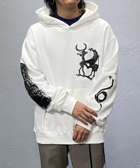 【60%OFF】Printed hoodie (front) - WHITE