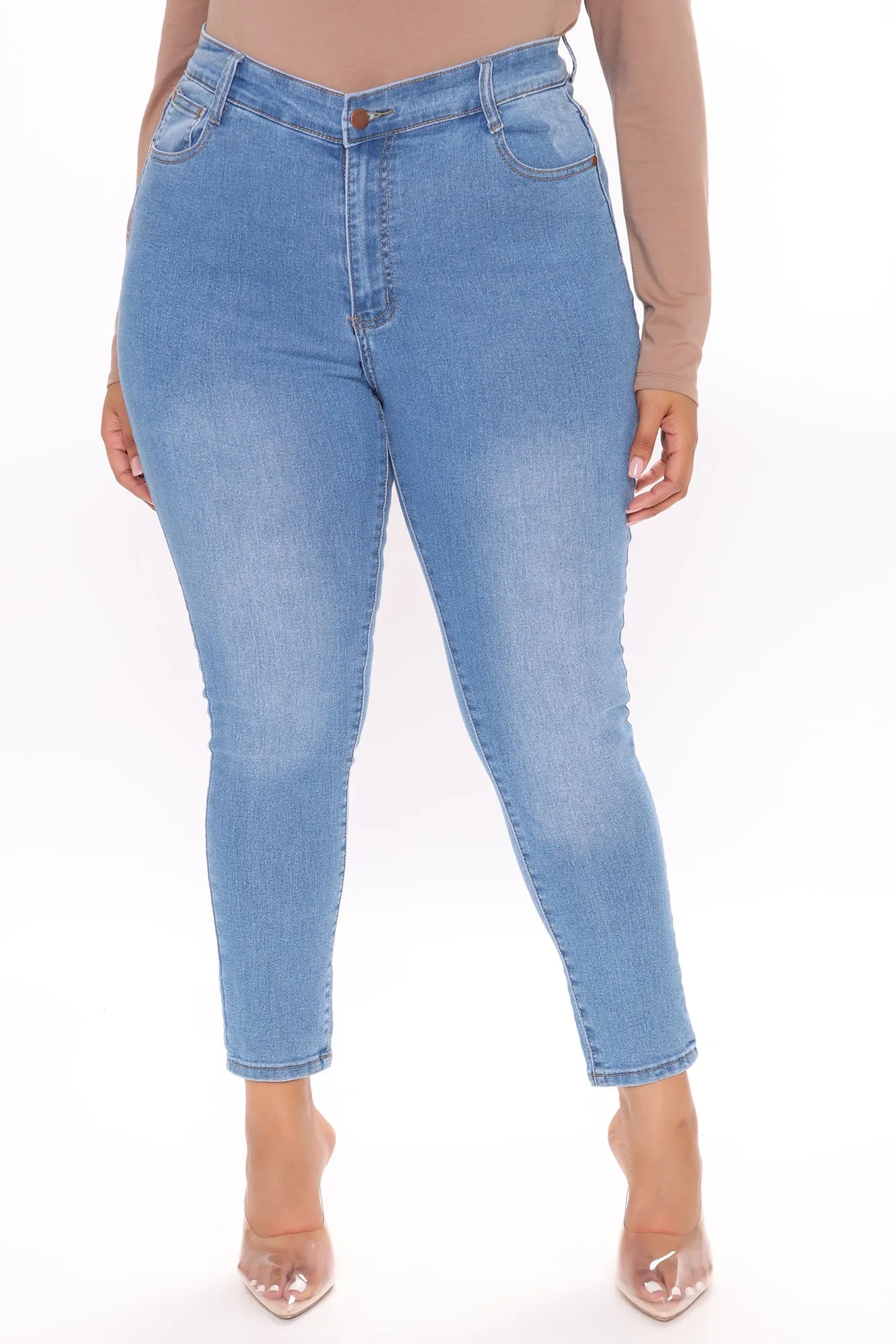 All The Booty Ripped Skinny Jeans - Medium Blue Wash