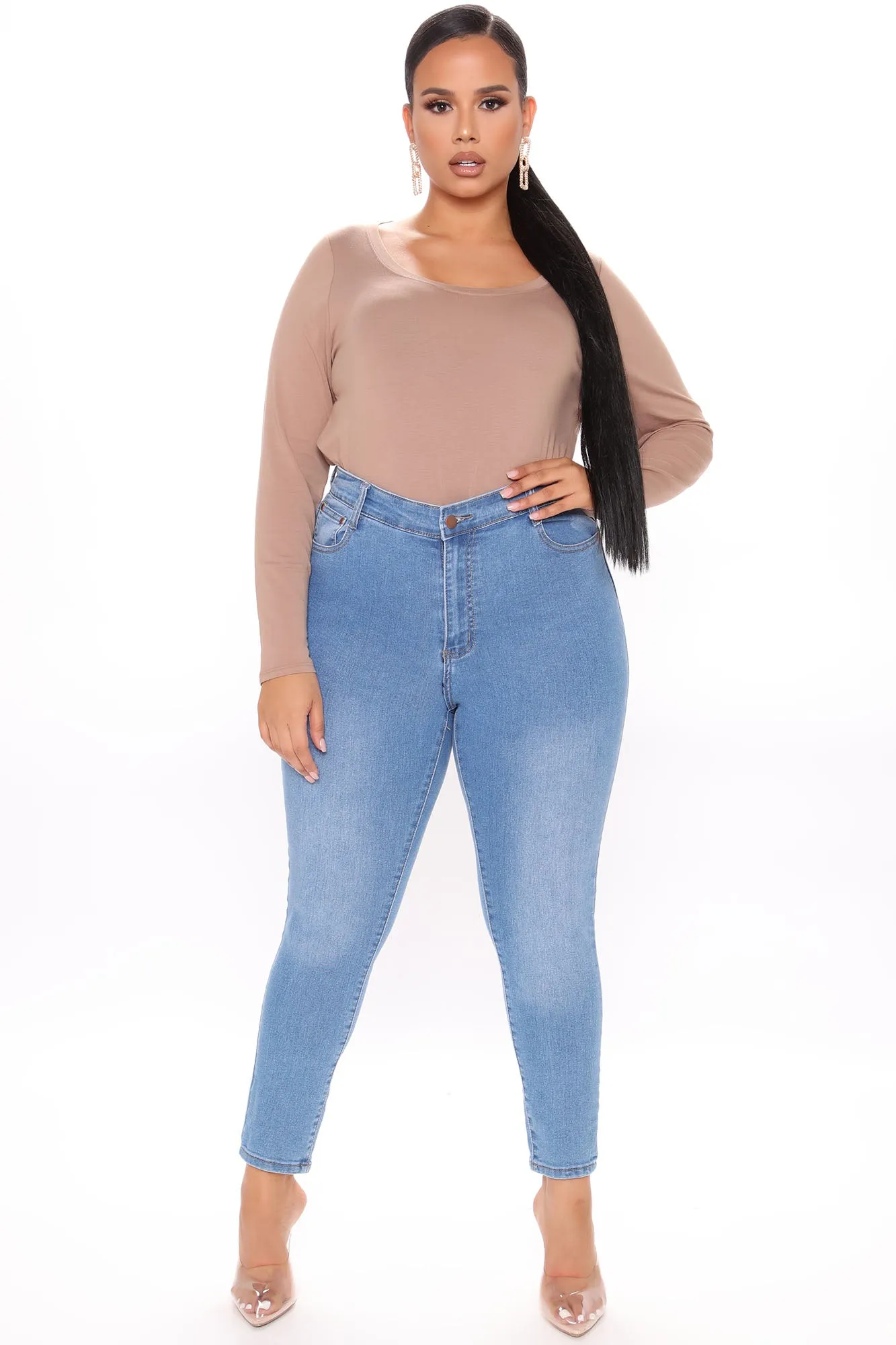 All The Booty Ripped Skinny Jeans - Medium Blue Wash