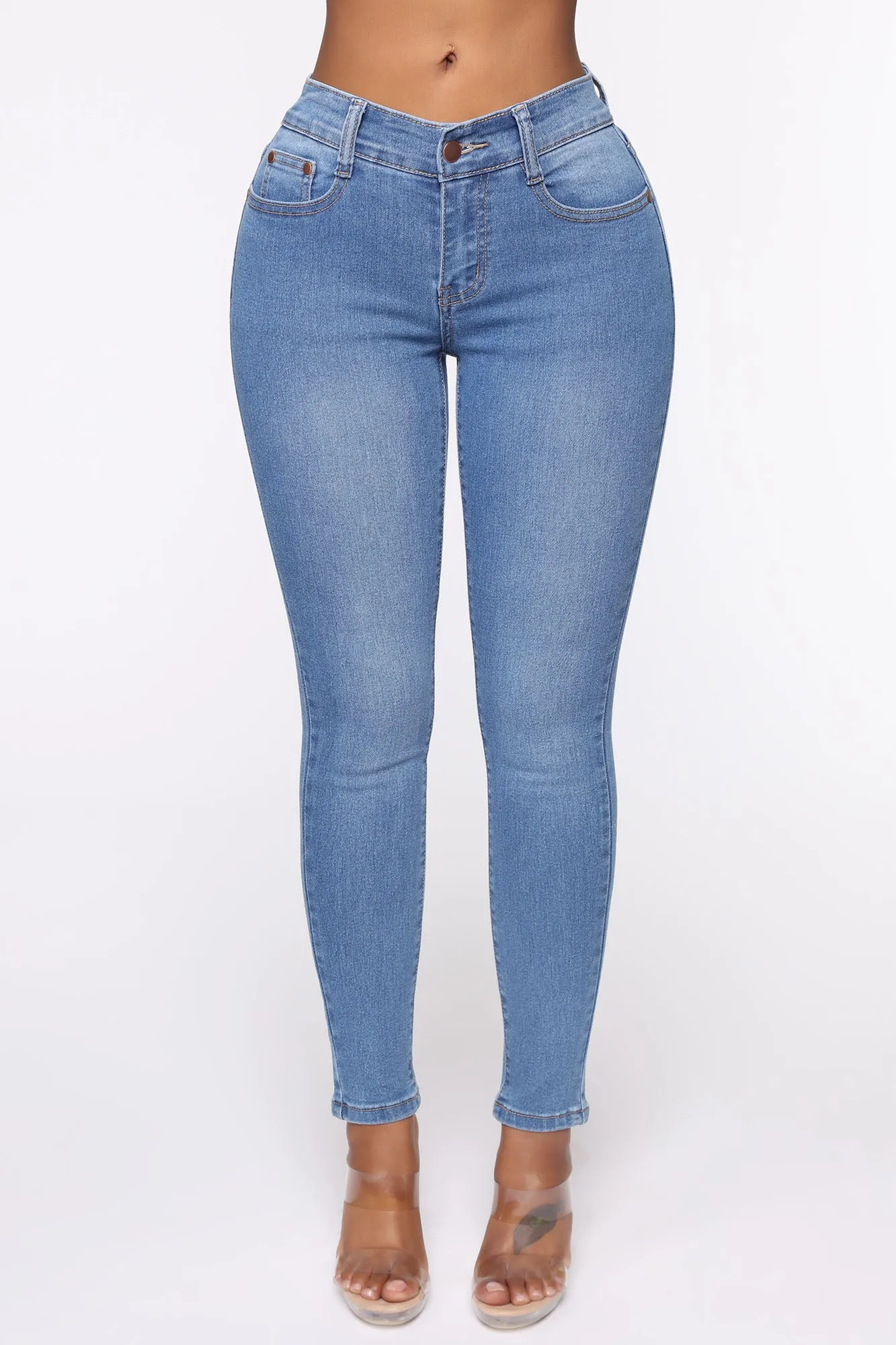 All The Booty Ripped Skinny Jeans - Medium Blue Wash