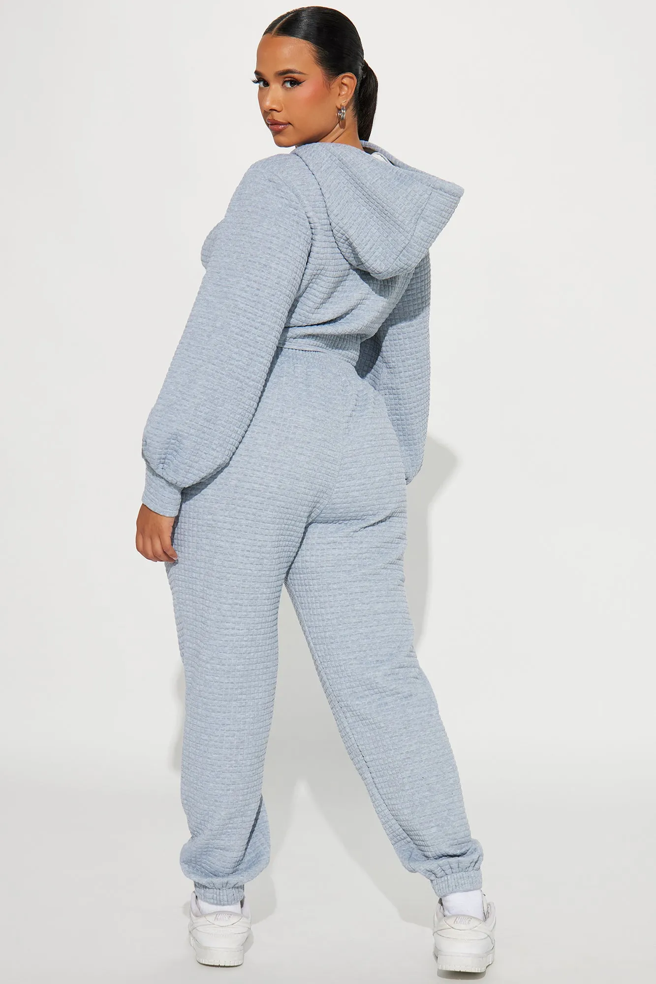Amalia Textured Jogger Set - Heather Grey