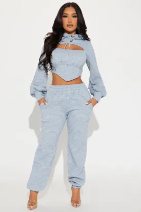 Amalia Textured Jogger Set - Heather Grey