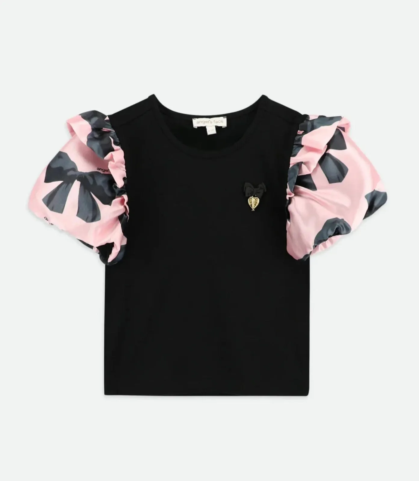 Angel's Face Blake Bow Print Black Knit Top