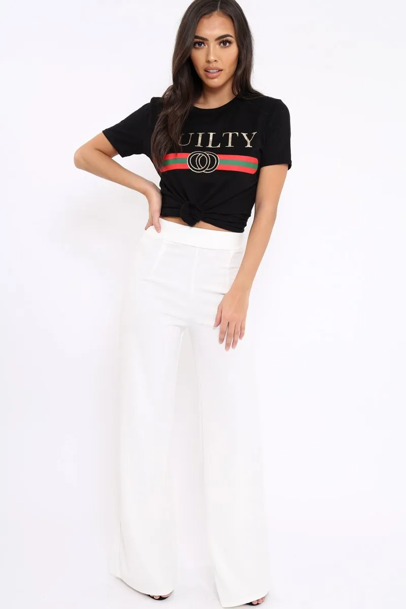 Black Guilty Slogan T-shirt - Ava