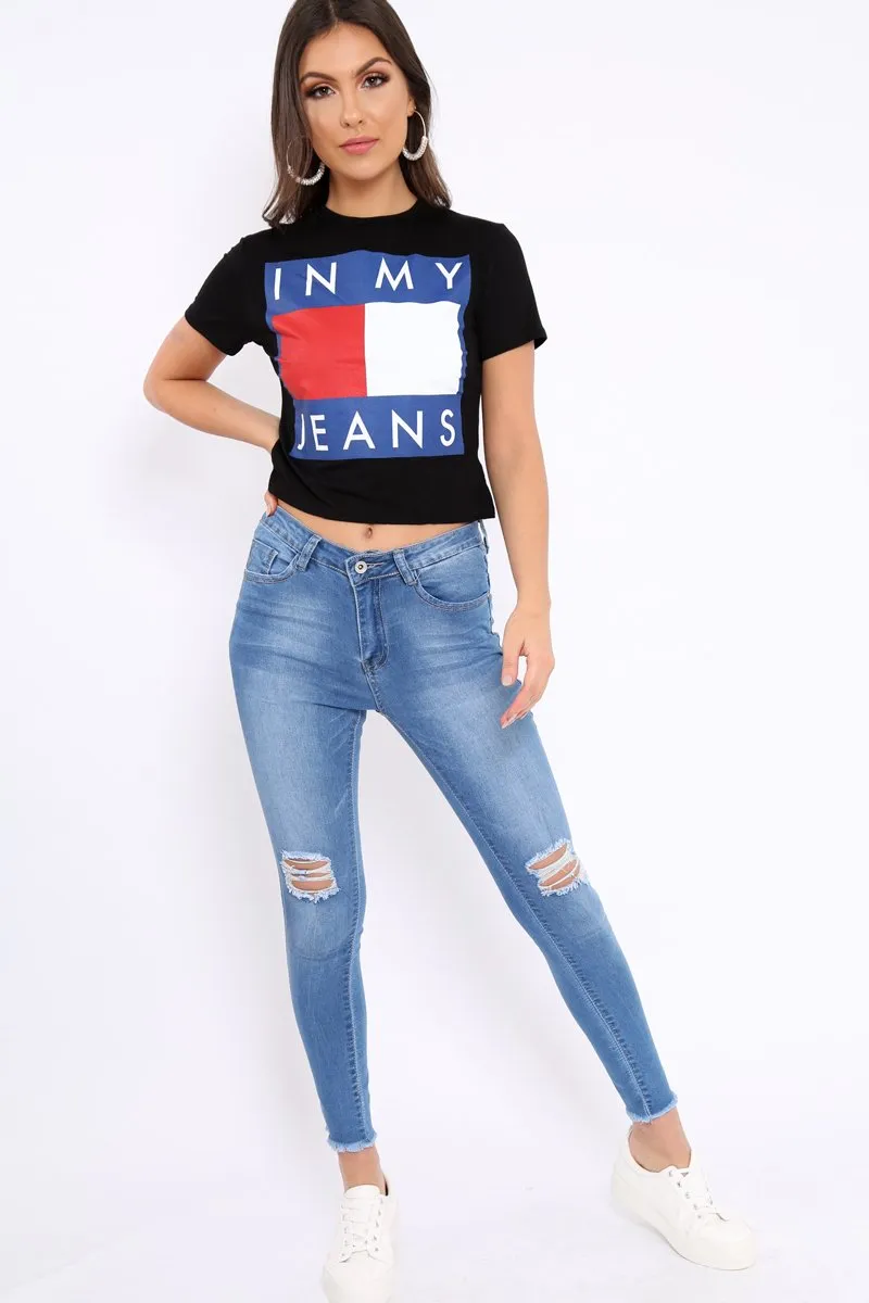 Black In My Jeans Crew Neck Top - Tura