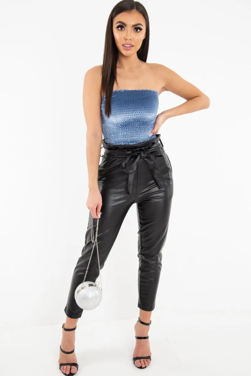 Blue Velvet Ruched Bandeau - Yitty