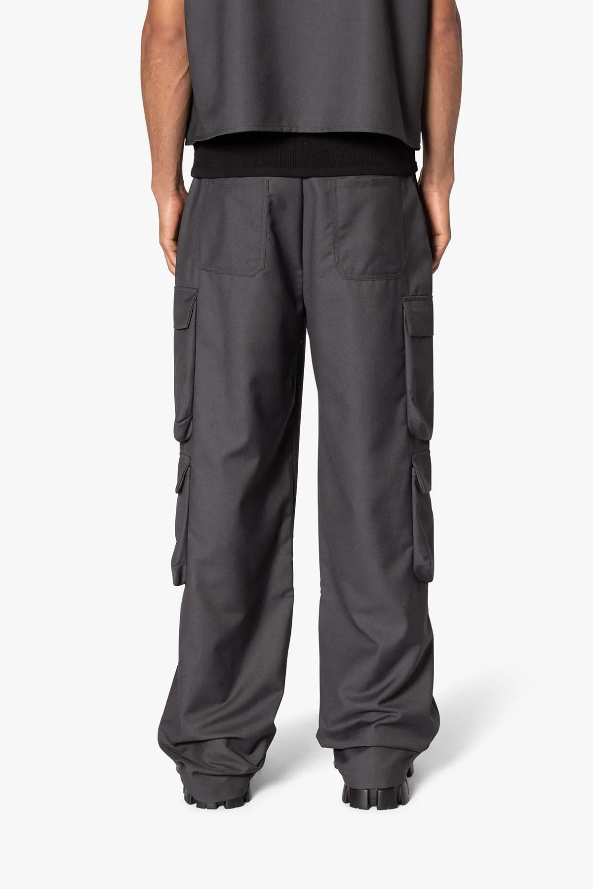 Bonded Gabardine Cargo Pants - Grey