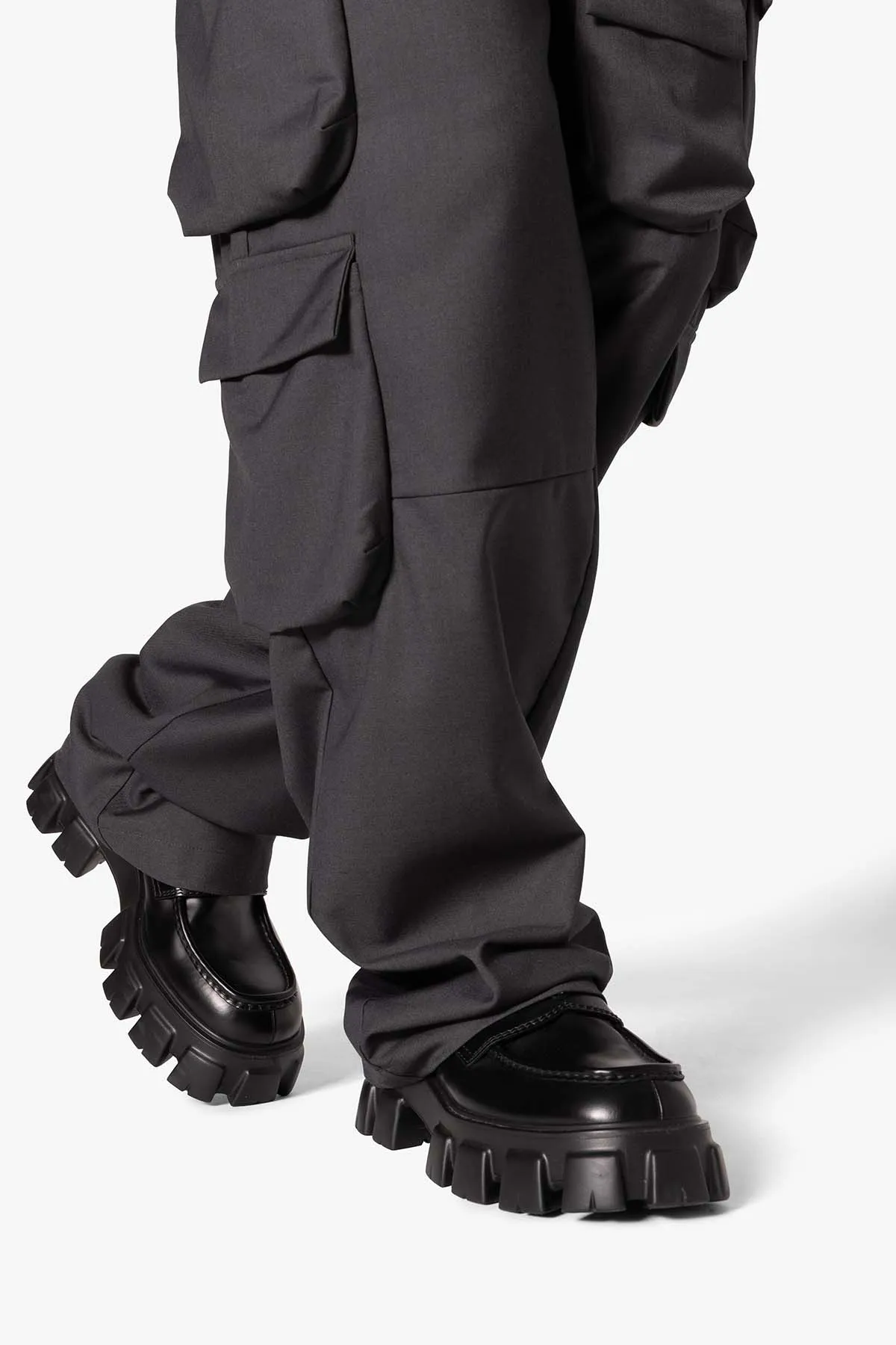 Bonded Gabardine Cargo Pants - Grey