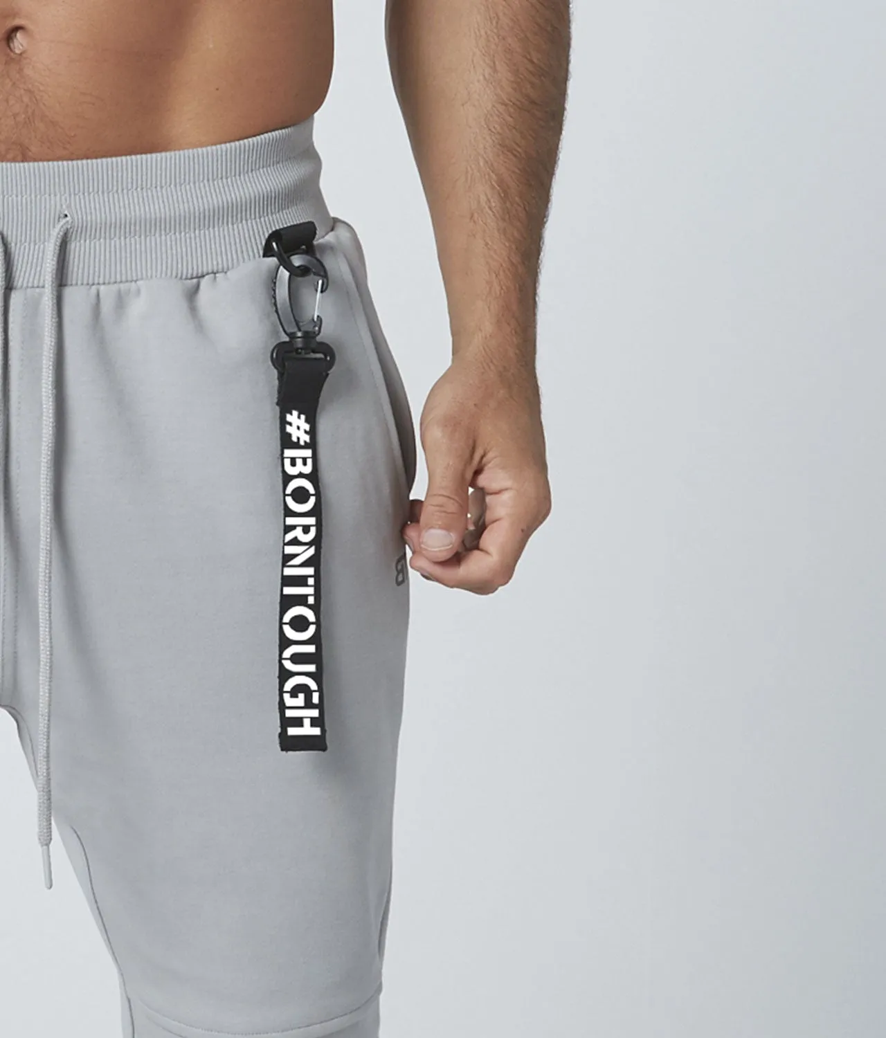 Born Tough Core Fit Zippered Gray Crossfit Jogger Pants for Men