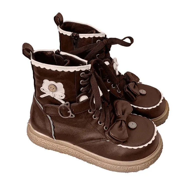 Bowknot Bear Kitty Ear Lace Up Lolita Martin Boots