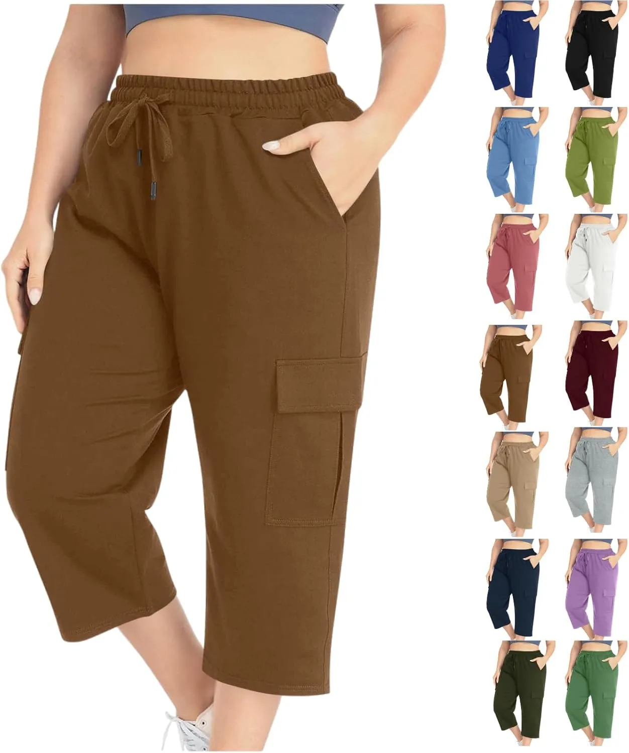 Cargo Pants Women Plus Size Stretch Loose Fit Casual Capris Summer Lightweight Quick Dry Travel Outdoor Hiking Pants
