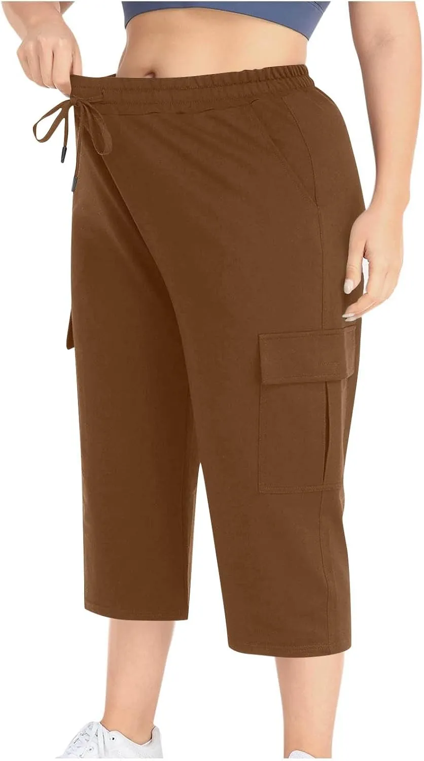Cargo Pants Women Plus Size Stretch Loose Fit Casual Capris Summer Lightweight Quick Dry Travel Outdoor Hiking Pants