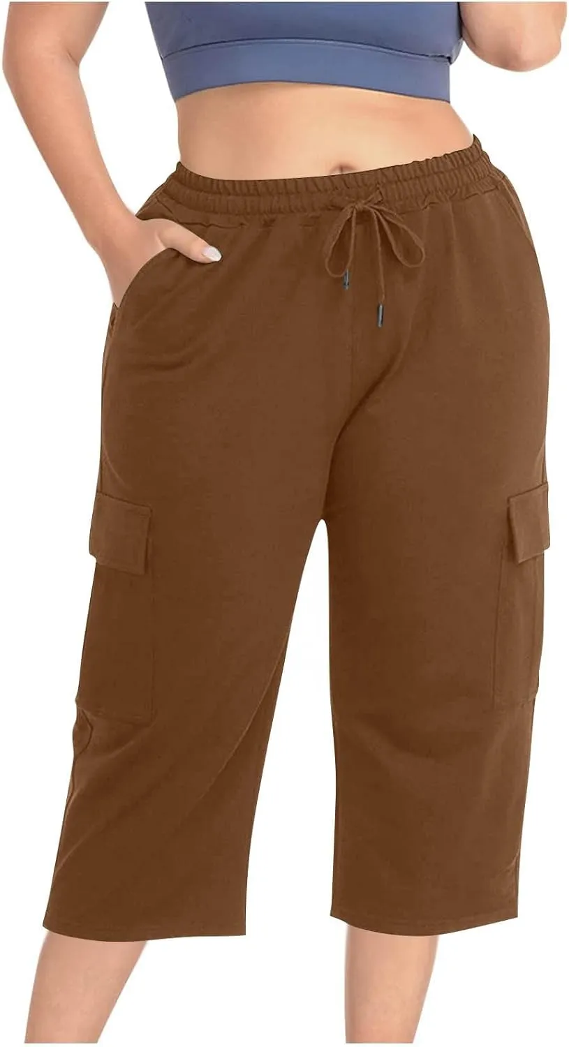 Cargo Pants Women Plus Size Stretch Loose Fit Casual Capris Summer Lightweight Quick Dry Travel Outdoor Hiking Pants