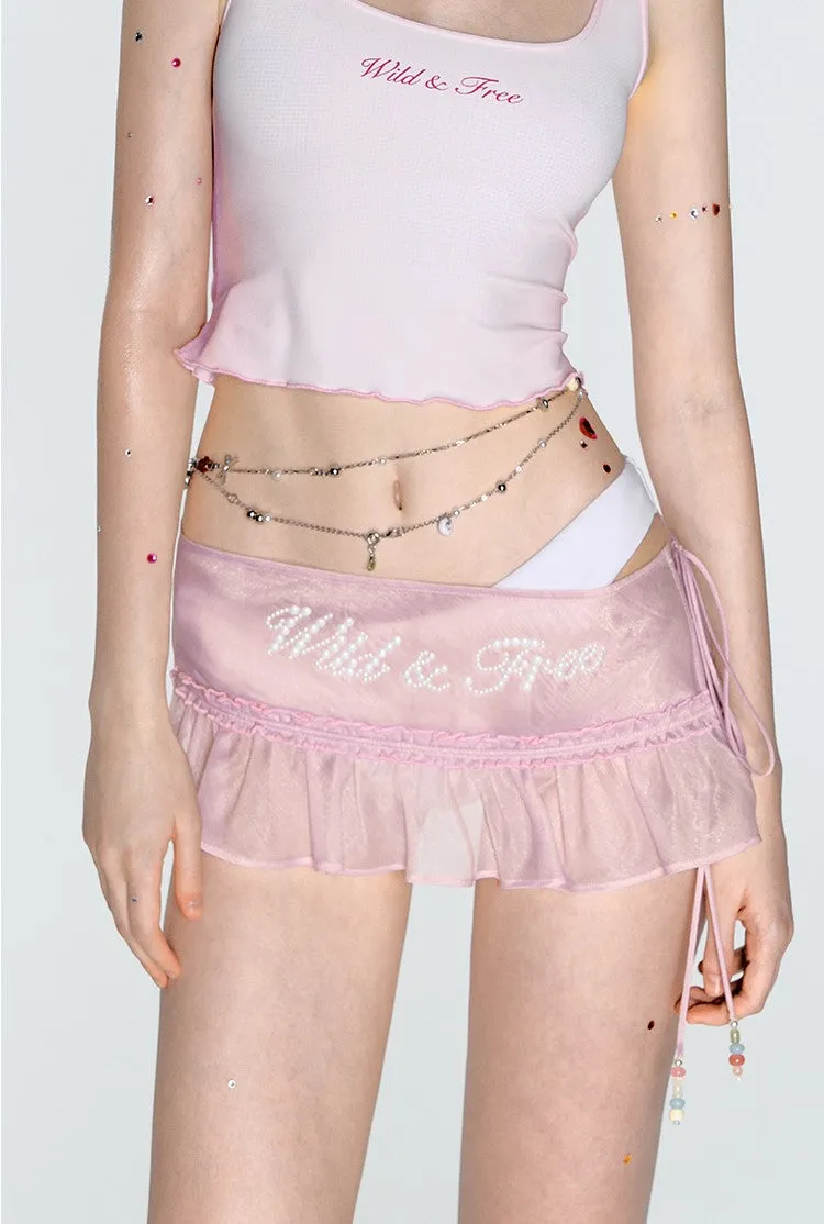 Colorful Pleated Pearl Curtain Mini Skirt BYW0006