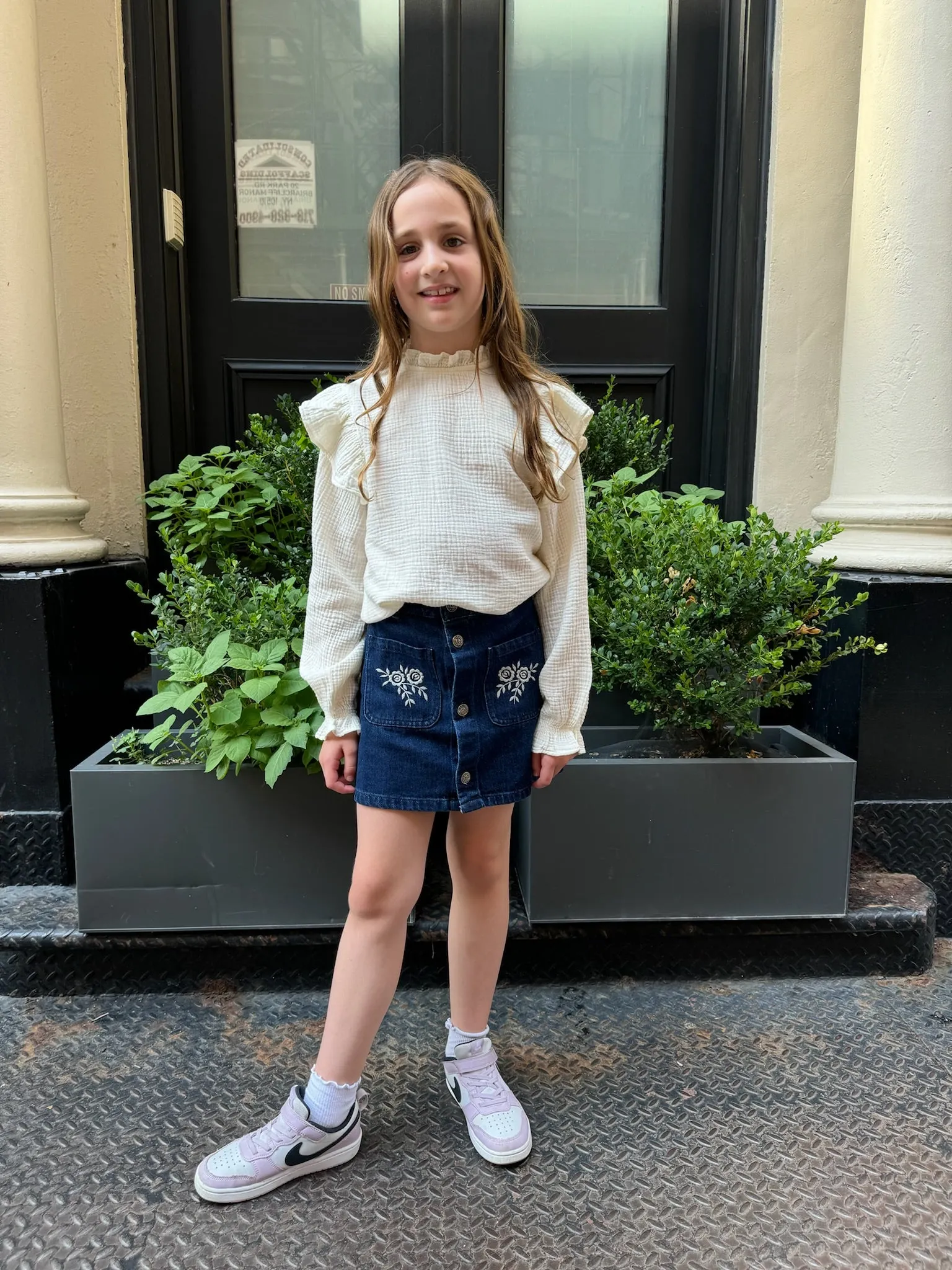 Danubio Denim Embroidered Skirt