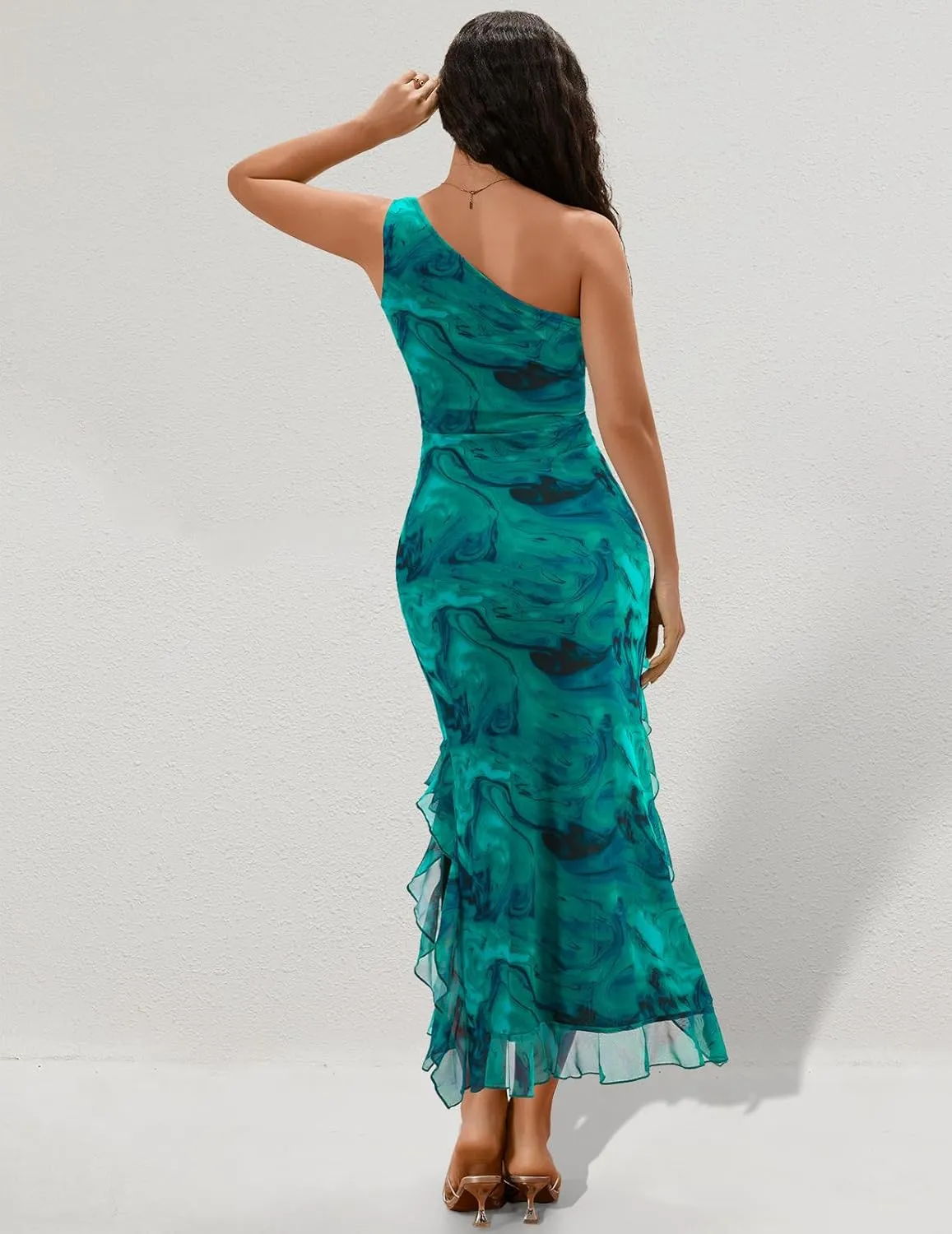 DRESSTELLS Women's Summer Maxi Bodycon Floral Tie Dye Mesh Wedding Guest Club Party Long Split Dresses 2025