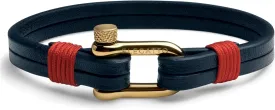 Elegatto Kellmore Premium Leather Bracelet for Men | Double Full-Grain Leather with Silver Polished Stainless Steel Shackle Closure | Mens Designer Bracelet