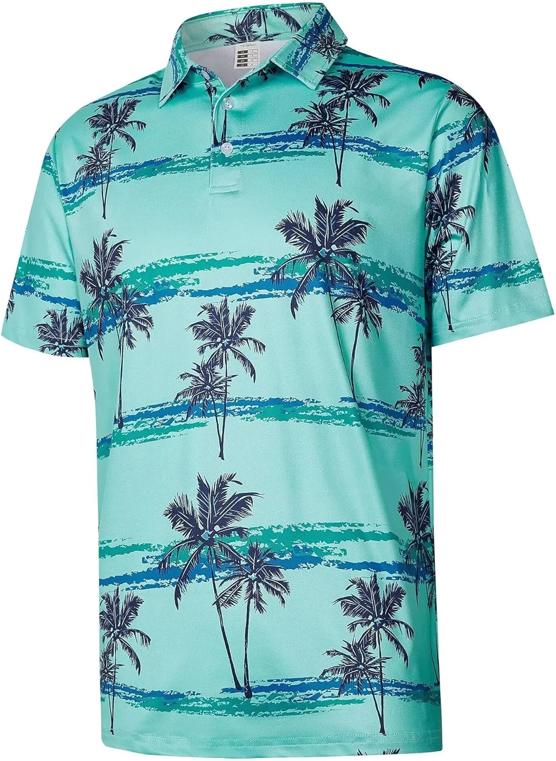 ELETOP Men's Golf Polo Shirts Short Sleeve Moisture Wicking Hawaiian Tropical Polos Performance Golf Shirts for Men Dry Fit