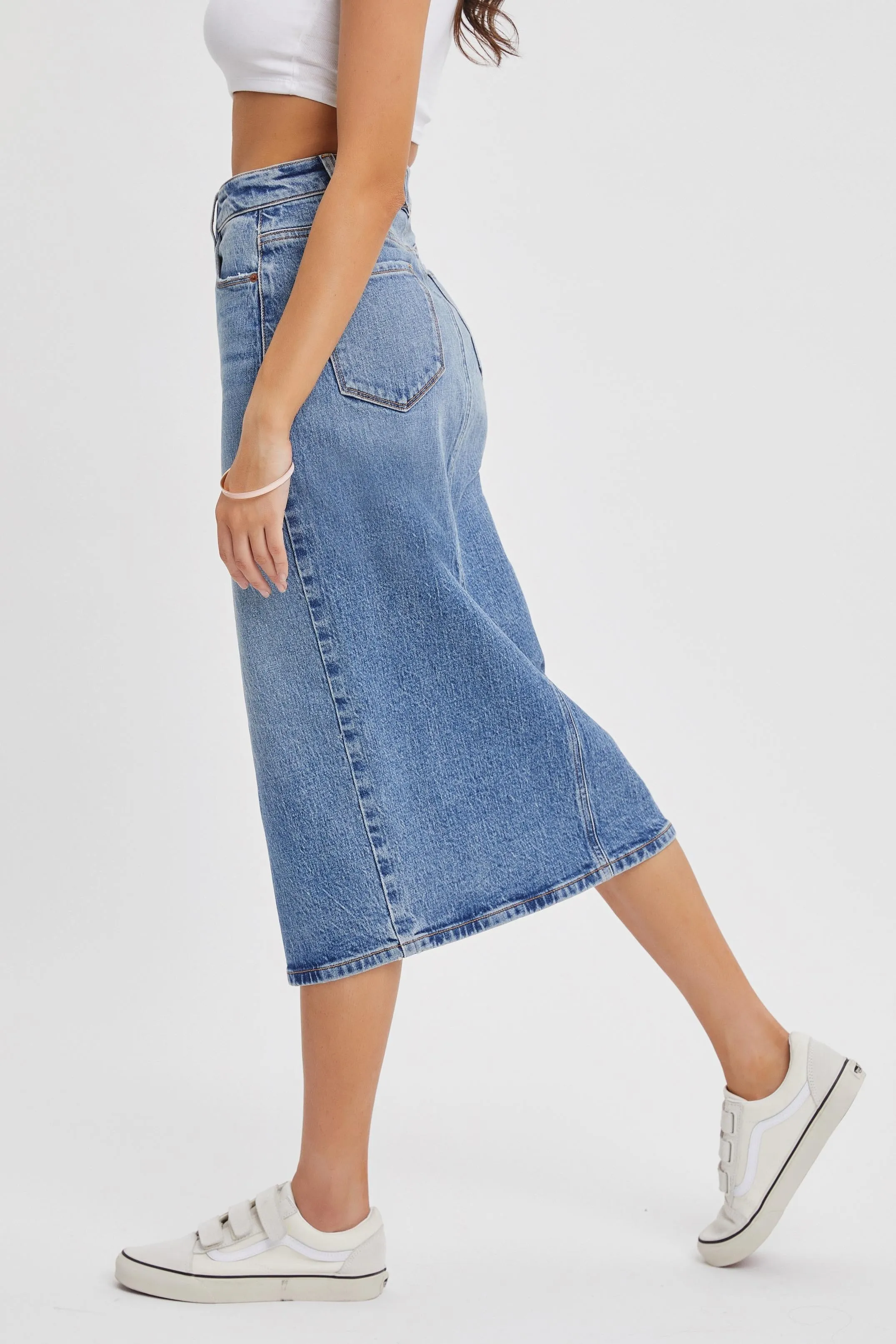 Emmajean High Rise Midi Slit Skirt