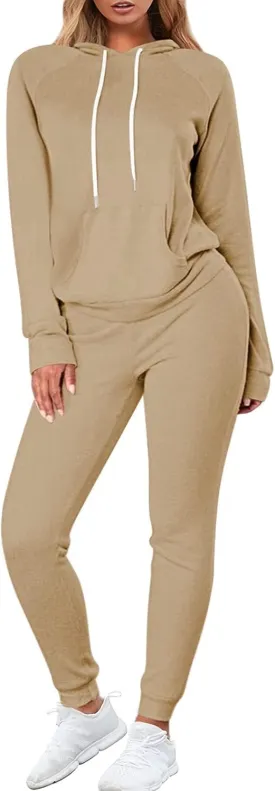 Fixmatti Women Pullover Hoodie Pockets Sweatpants Sport Jogger Sweatsuit