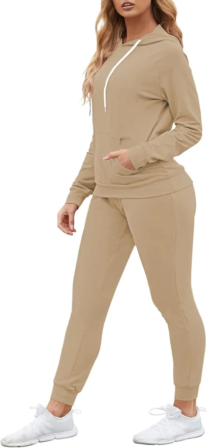 Fixmatti Women Pullover Hoodie Pockets Sweatpants Sport Jogger Sweatsuit