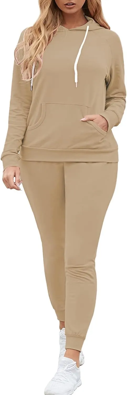 Fixmatti Women Pullover Hoodie Pockets Sweatpants Sport Jogger Sweatsuit