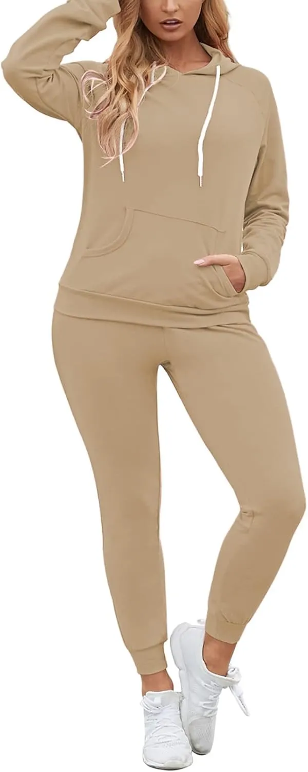 Fixmatti Women Pullover Hoodie Pockets Sweatpants Sport Jogger Sweatsuit