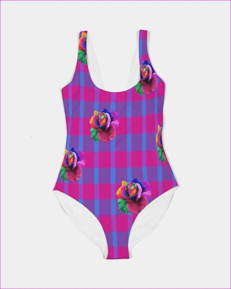 Floral Reign Plaid Womens One-Piece Swimsuit