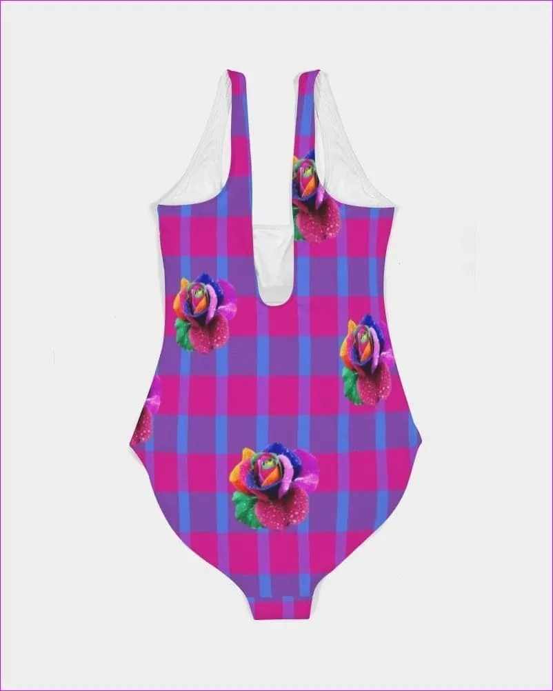 Floral Reign Plaid Womens One-Piece Swimsuit