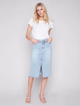 Frayed Hem Denim Skirt