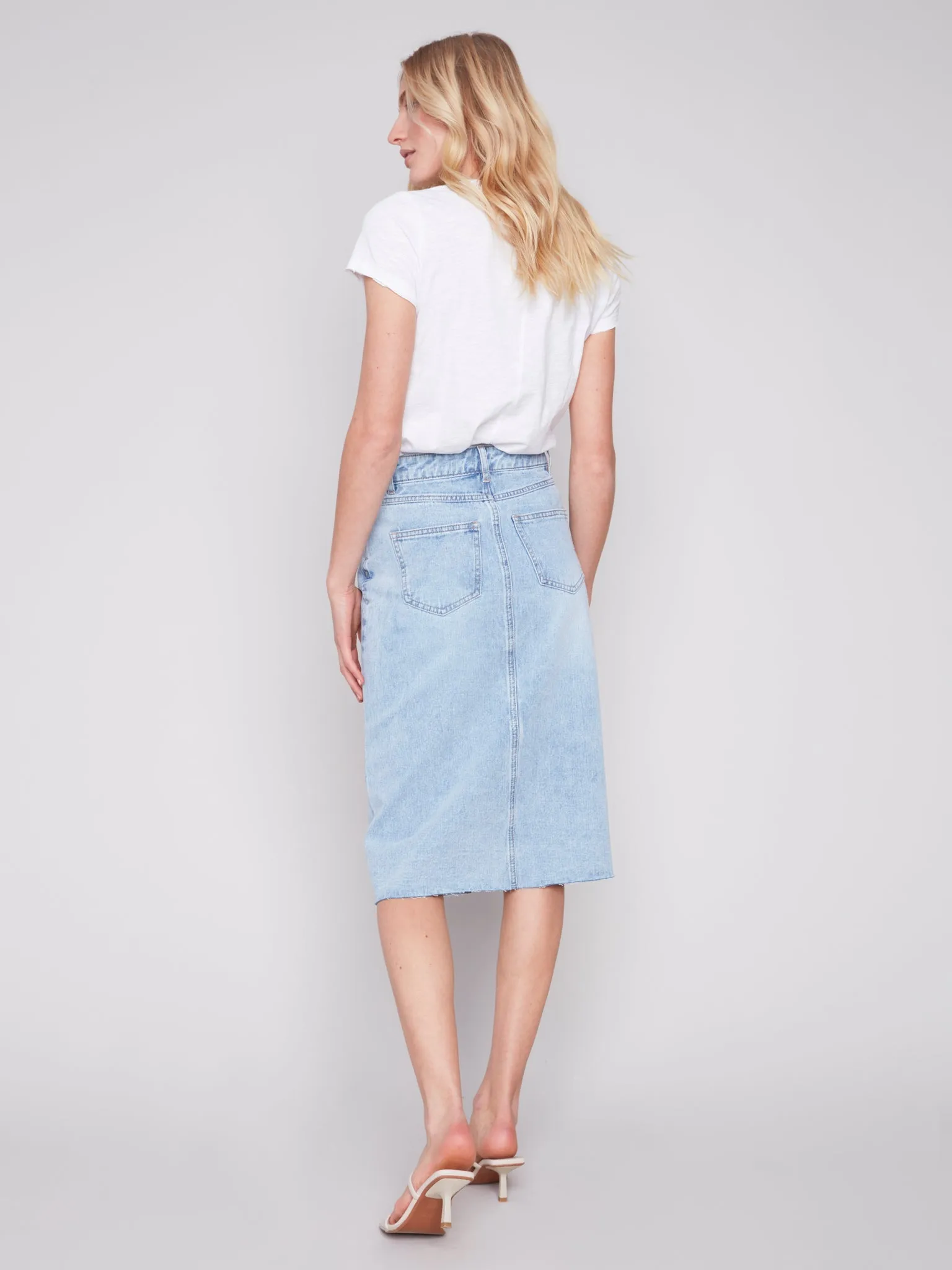 Frayed Hem Denim Skirt