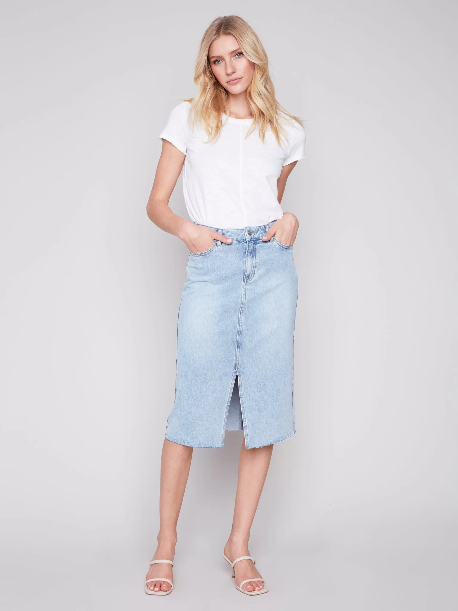 Frayed Hem Denim Skirt