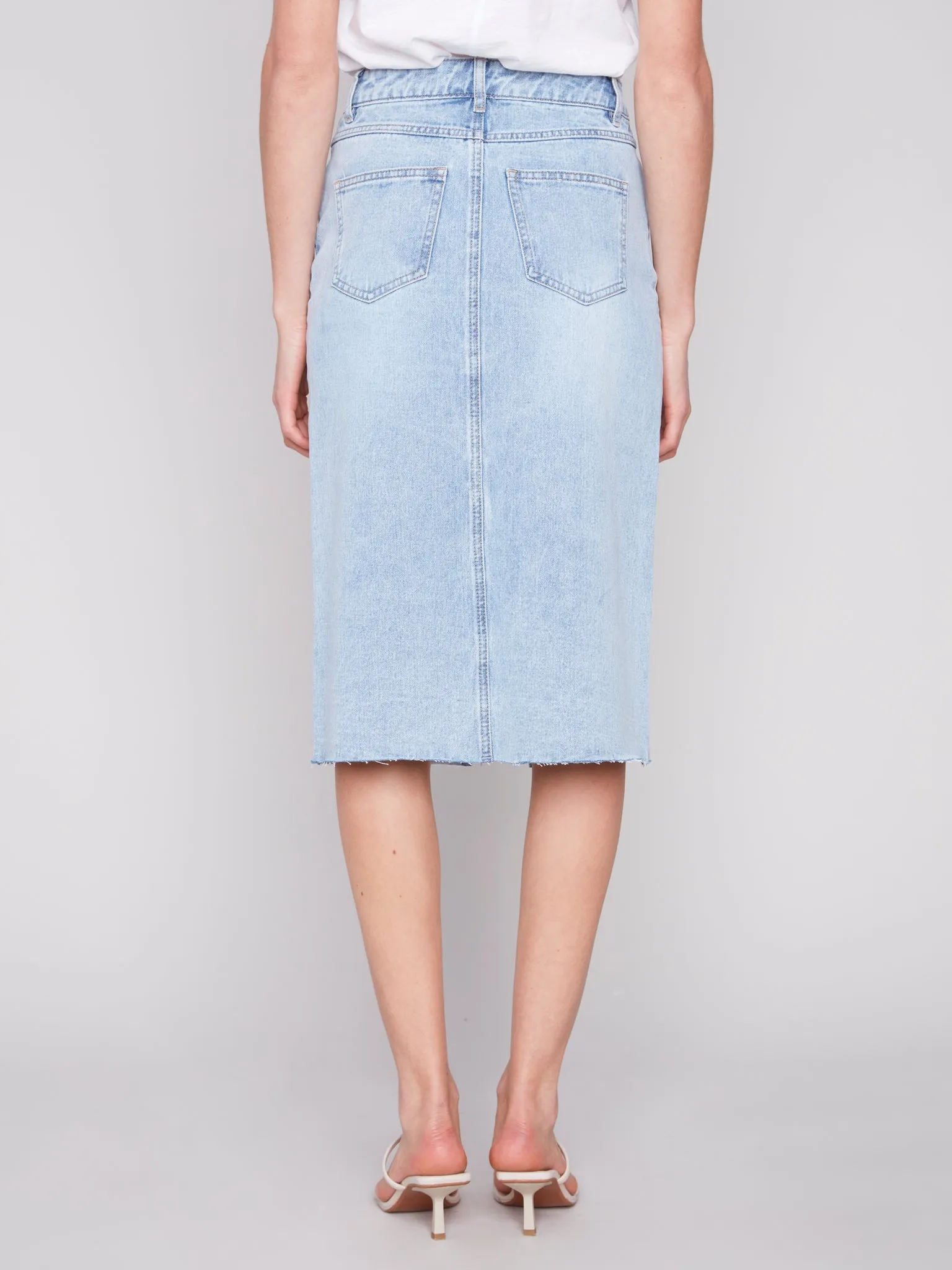 Frayed Hem Denim Skirt