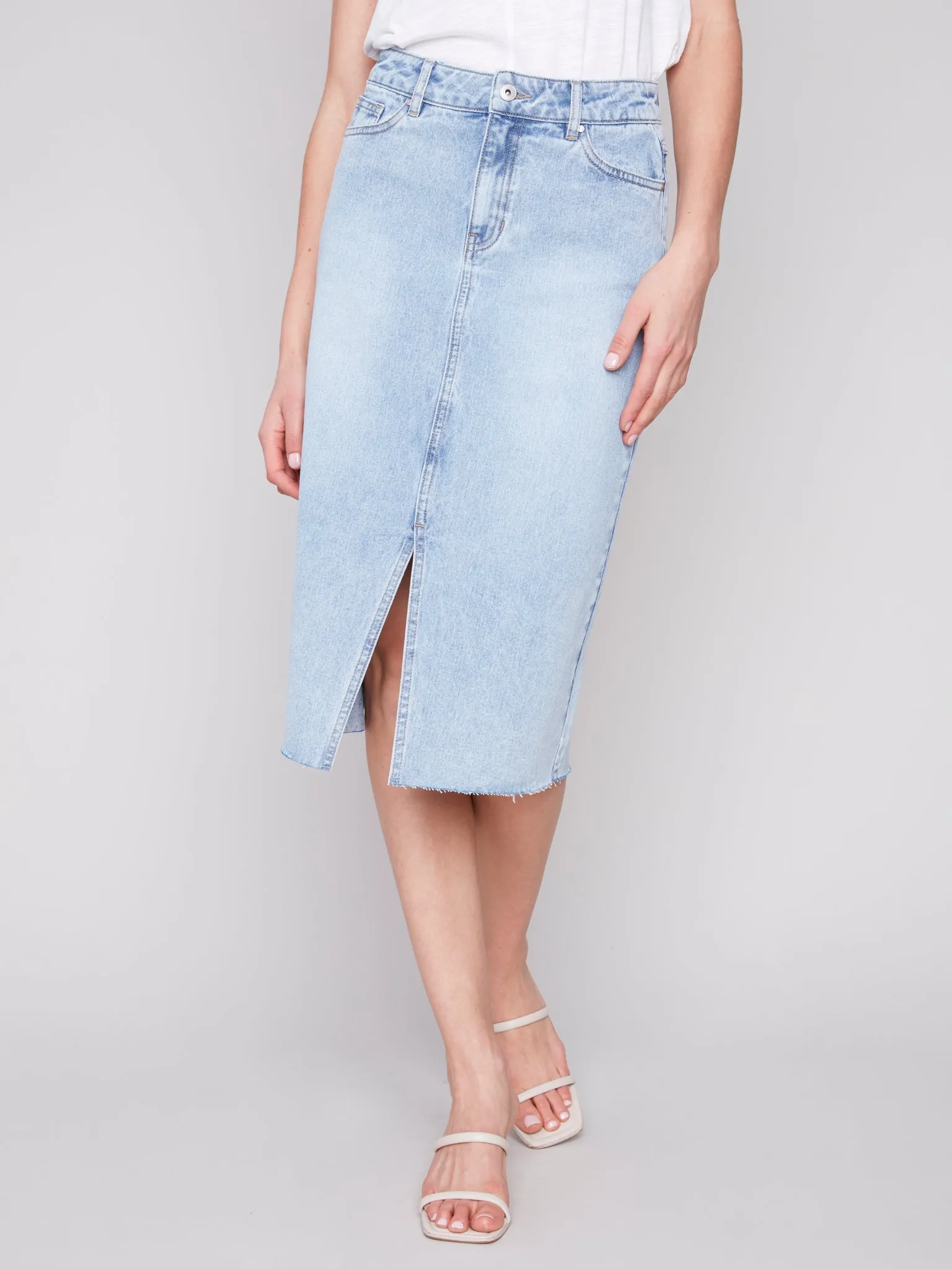 Frayed Hem Denim Skirt
