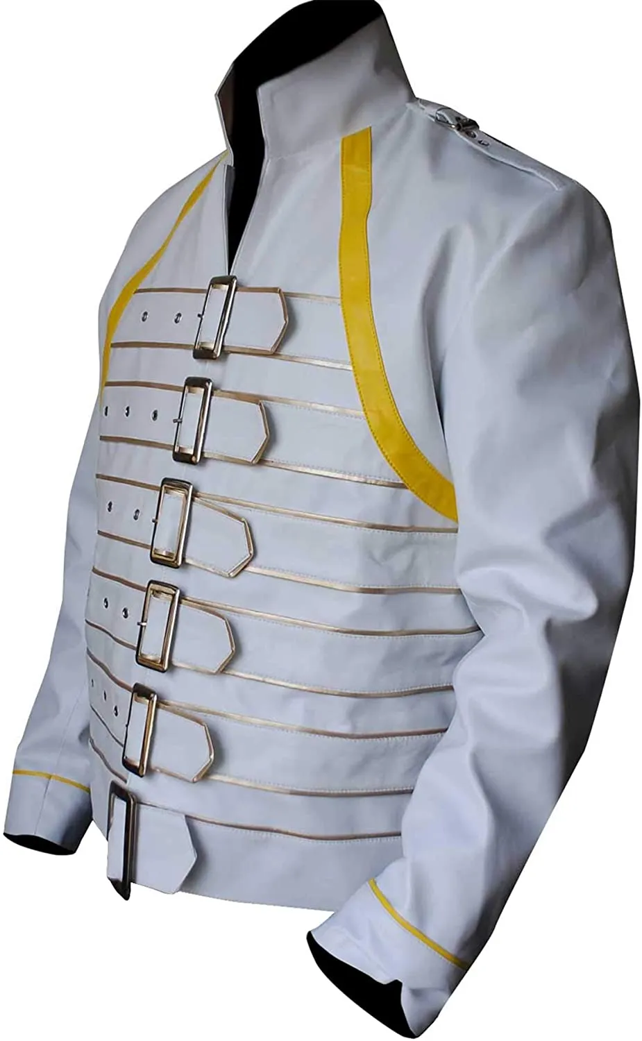 Freddie Mercury Military Concert White Leather Jacket