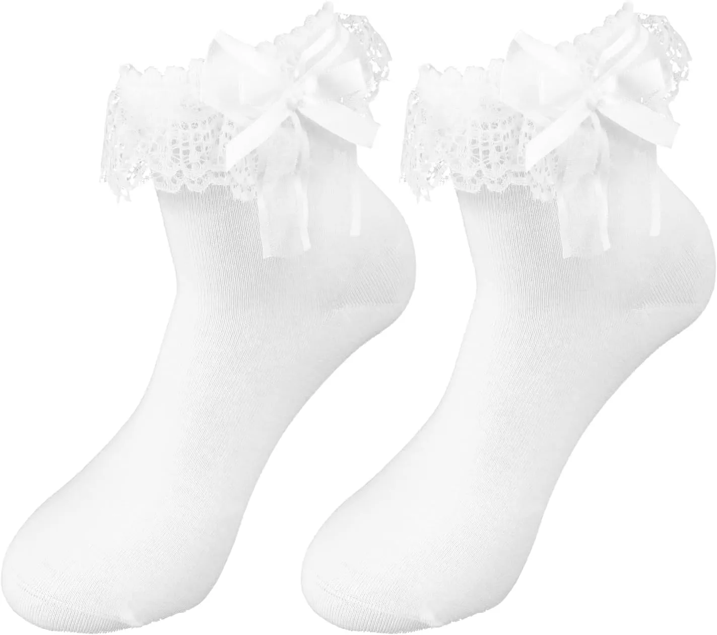 Frilly Socks Women Cute Ruffle Socks Soft White Ankle Socks Ladies Princess Lace Socks for Girl Women