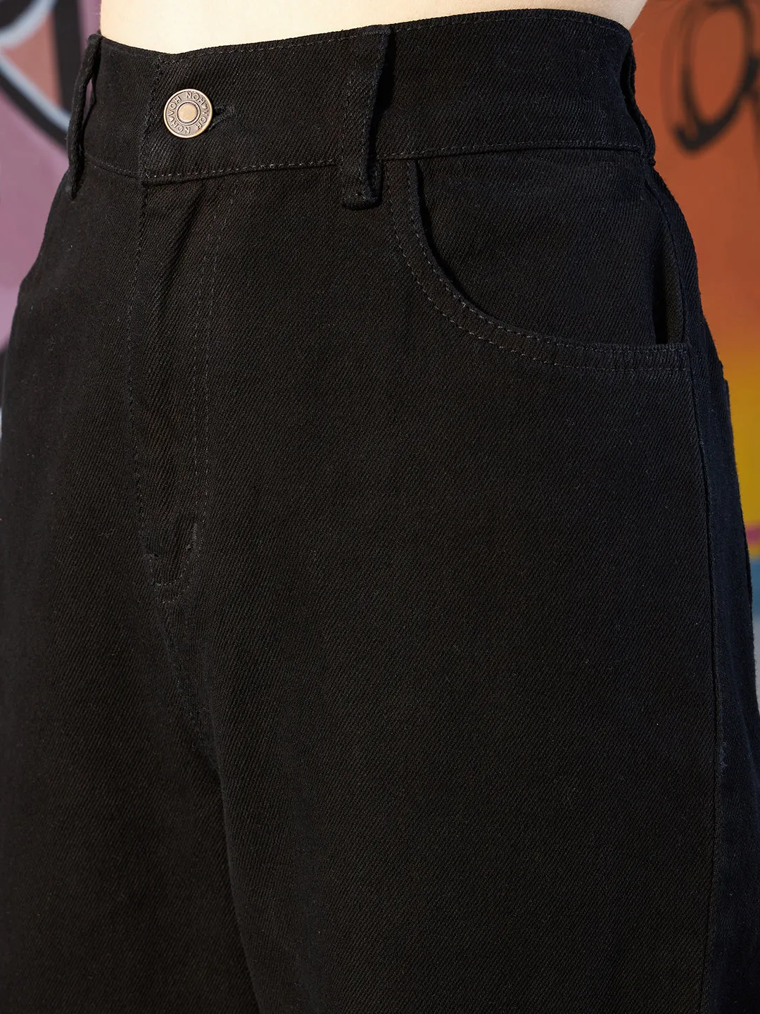 Girls Black Acid Wash Carrot Fit Ripped Jeans
