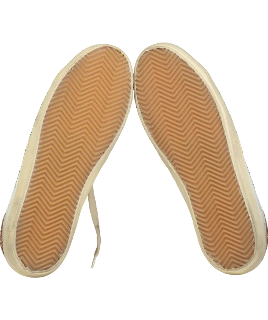 Golden Goose White Super-star With A Suede Star And Peach-pink Glitter Heel Tab UK 8 EU 41 👠