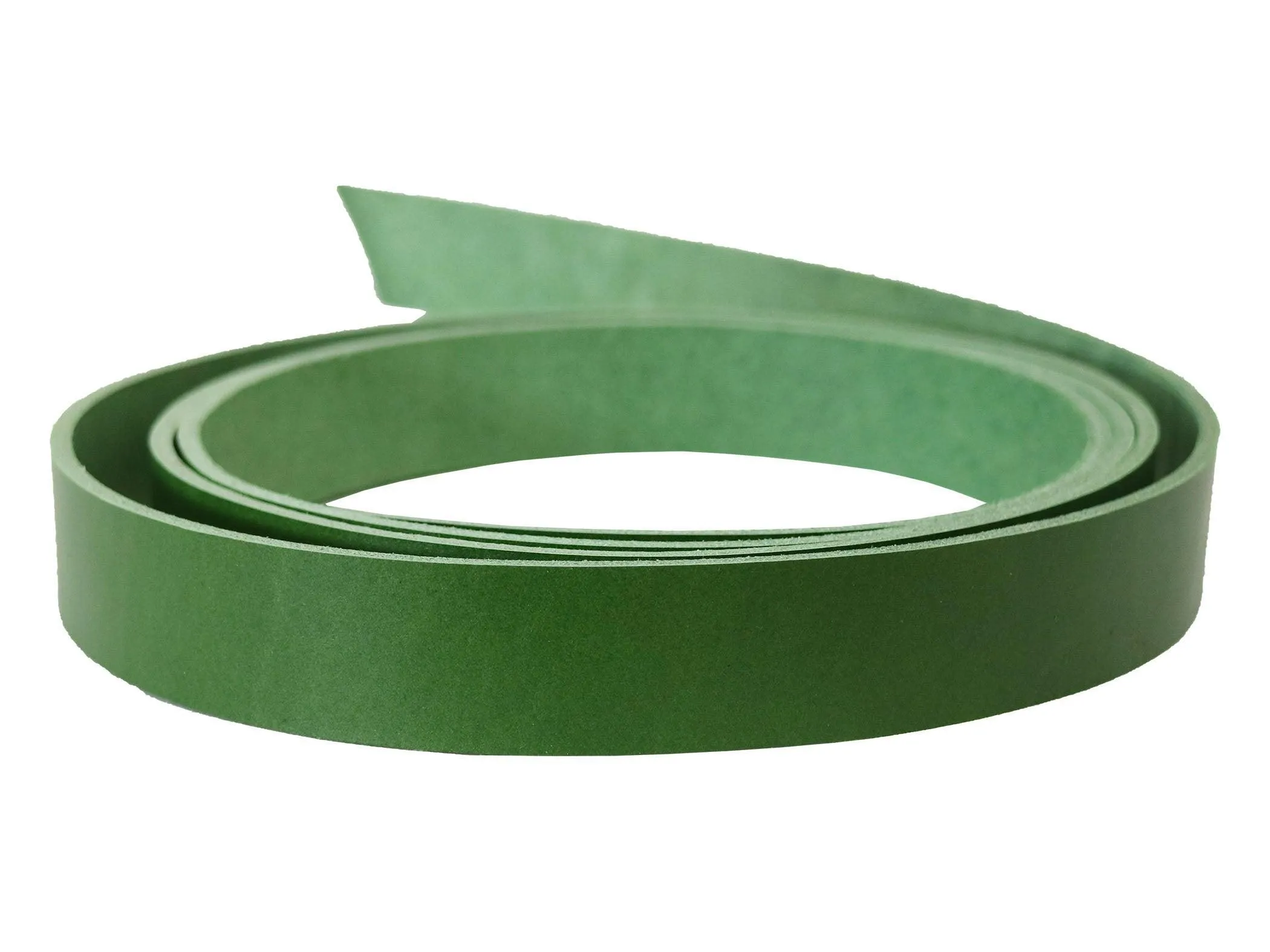 Green Vegetable Tanned Leather Strip, 60-72” in Length, Premium Grade Cowhide Leather
