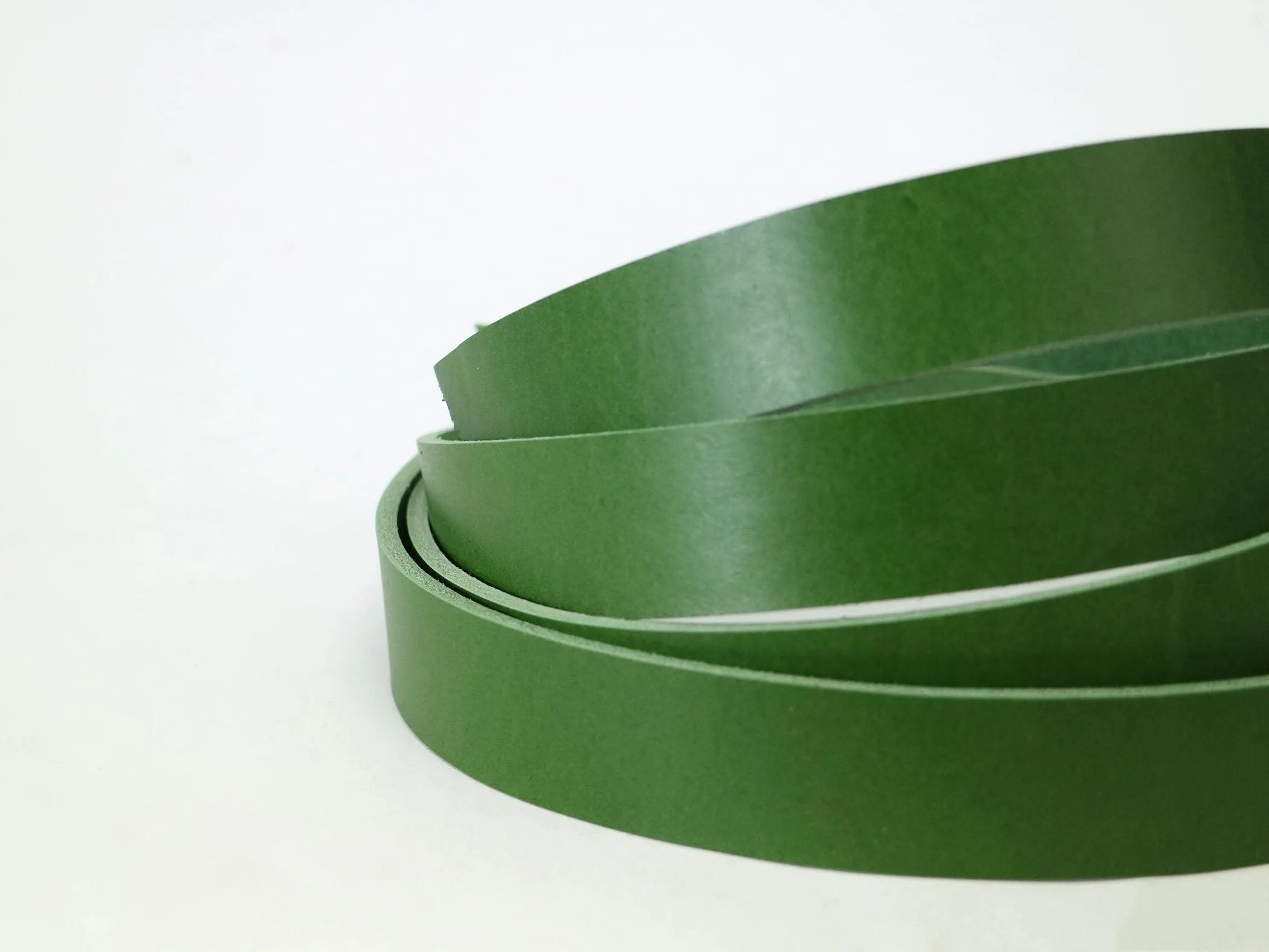 Green Vegetable Tanned Leather Strip, 60-72” in Length, Premium Grade Cowhide Leather