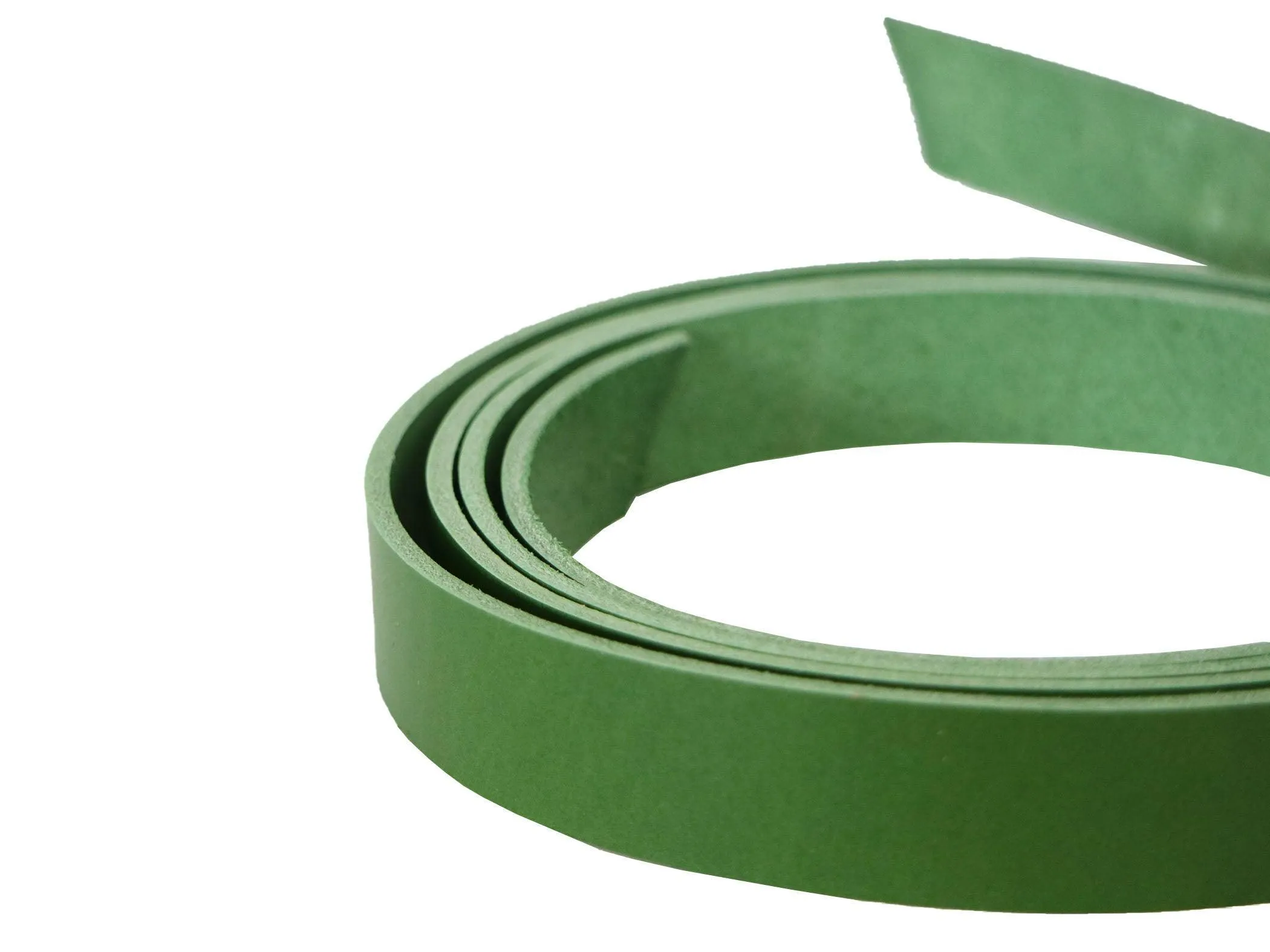 Green Vegetable Tanned Leather Strip, 60-72” in Length, Premium Grade Cowhide Leather