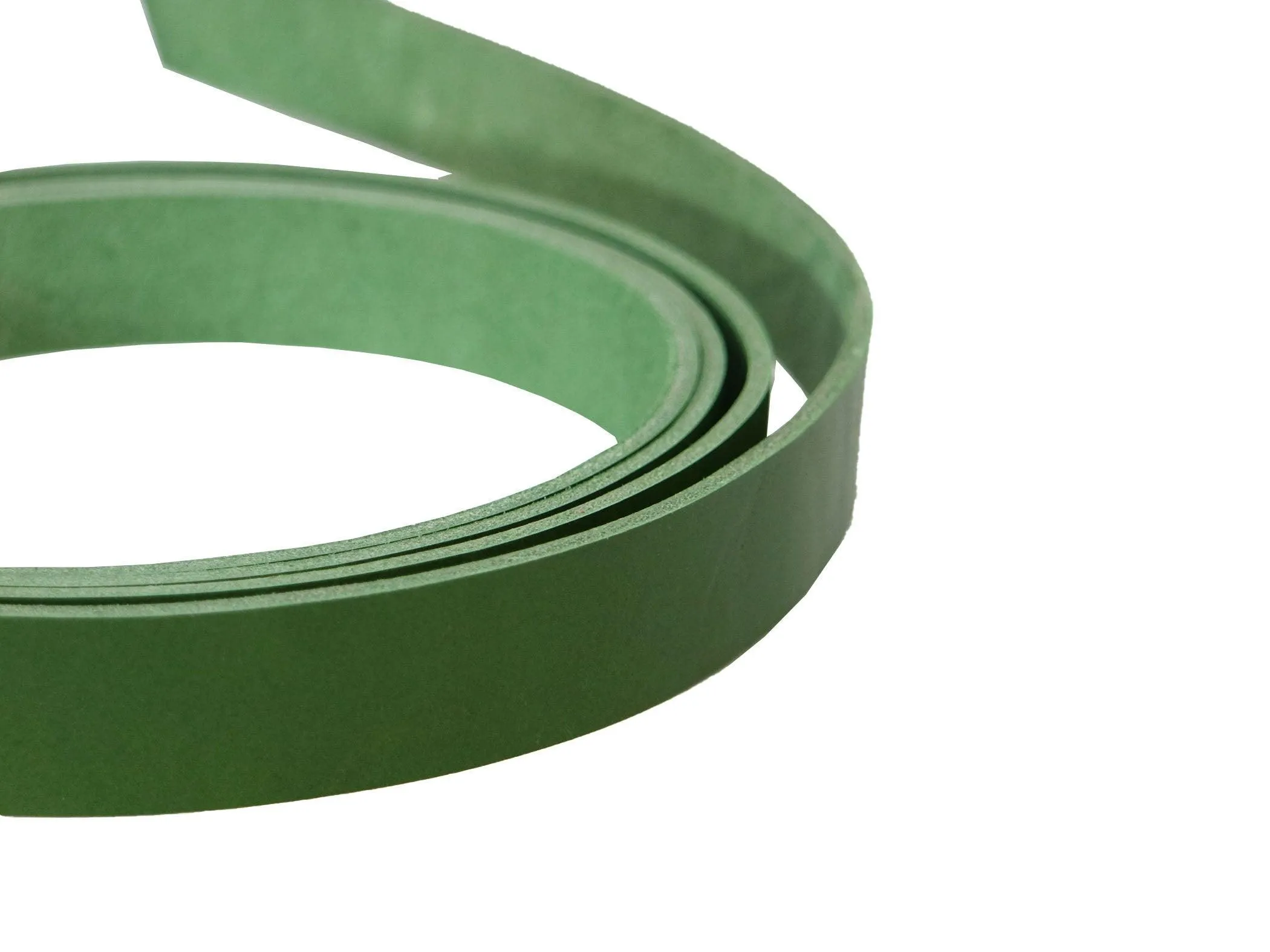 Green Vegetable Tanned Leather Strip, 60-72” in Length, Premium Grade Cowhide Leather