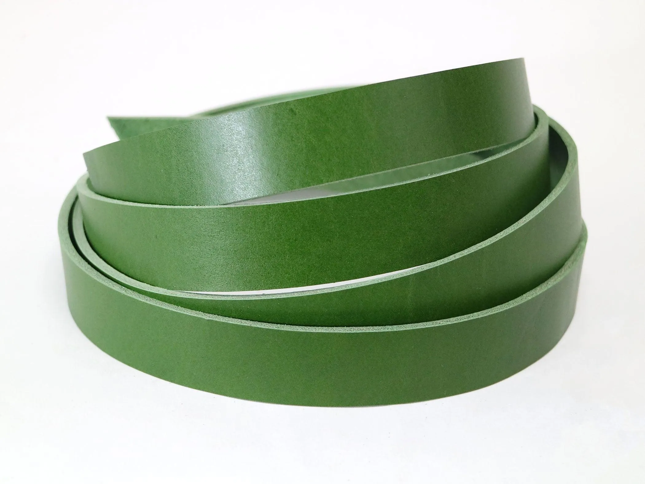 Green Vegetable Tanned Leather Strip, 60-72” in Length, Premium Grade Cowhide Leather