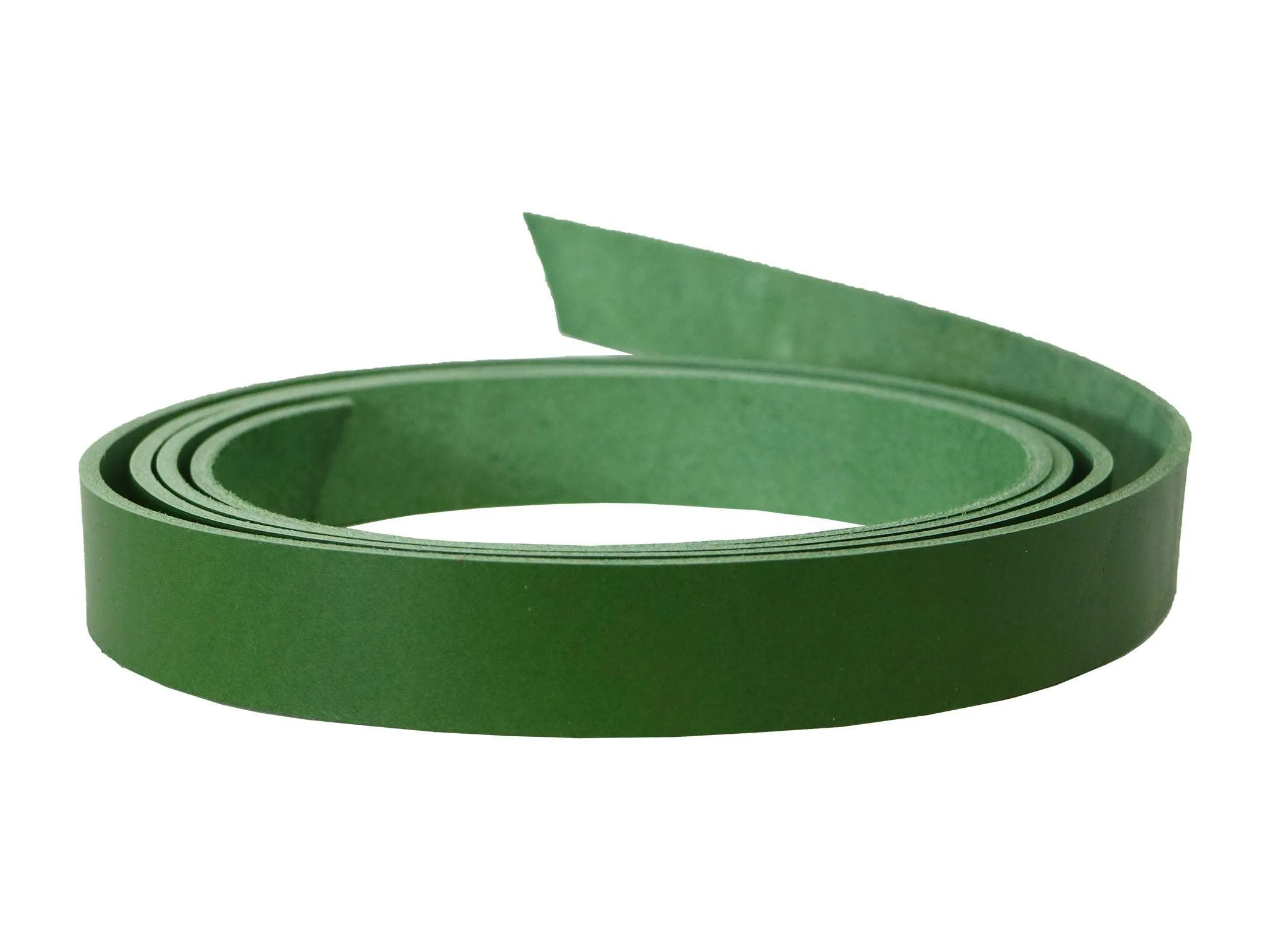 Green Vegetable Tanned Leather Strip, 60-72” in Length, Premium Grade Cowhide Leather