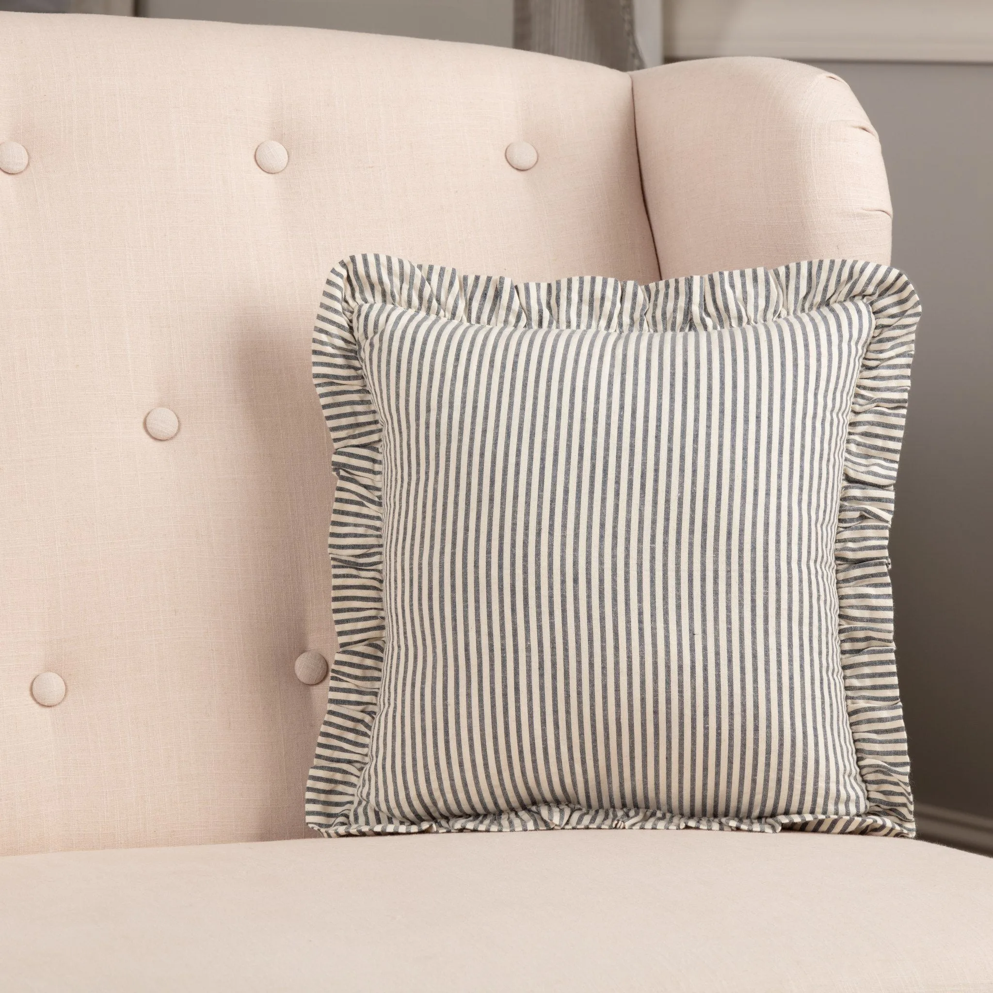 Hatteras Blue Seersucker Fabric Pillow 12"