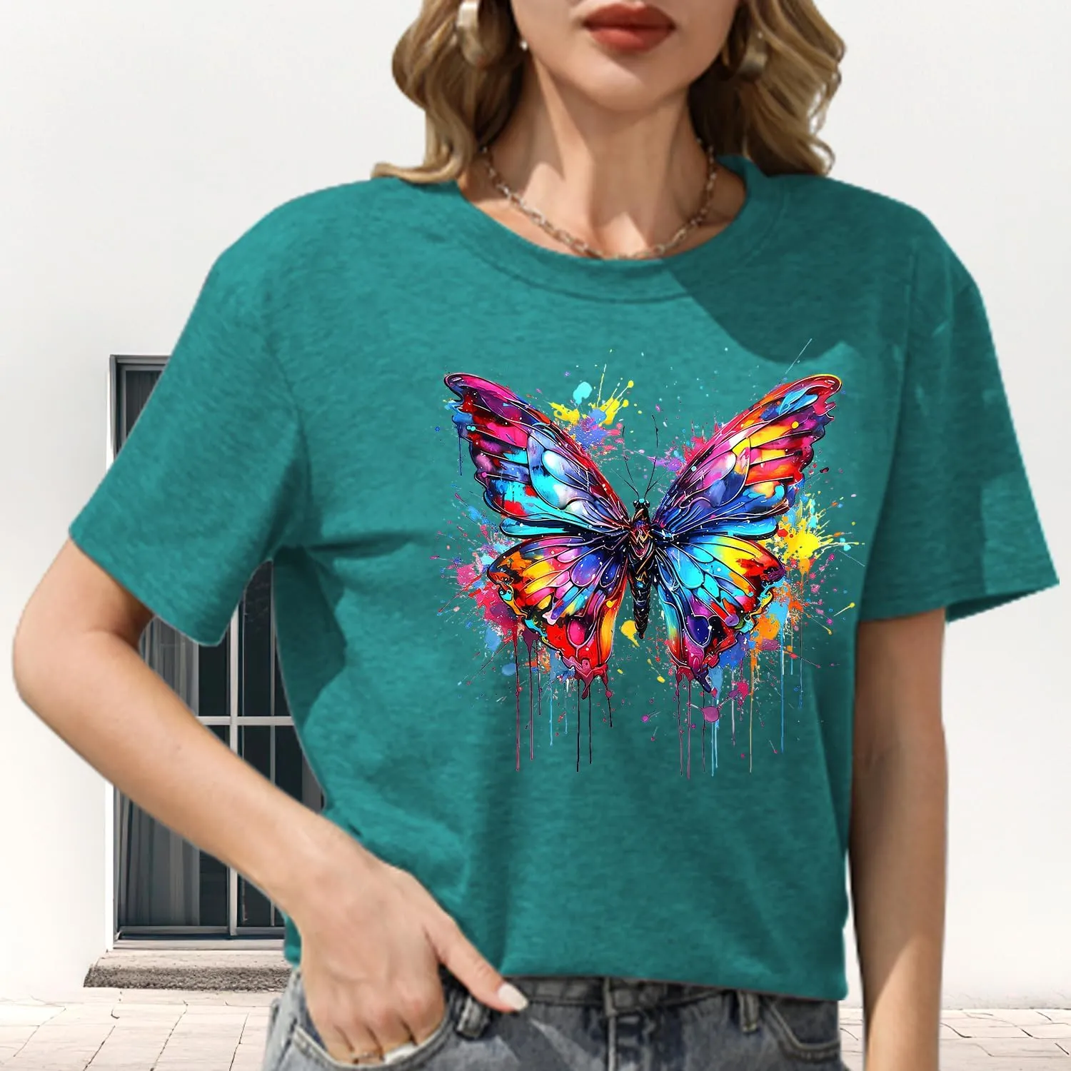 Hummingbird Shirt for Women Funny Women's Flower Graphic Tees Cute Bird Lover Short Sleeve Shirts 