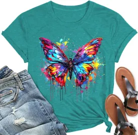Hummingbird Shirt for Women Funny Women's Flower Graphic Tees Cute Bird Lover Short Sleeve Shirts 