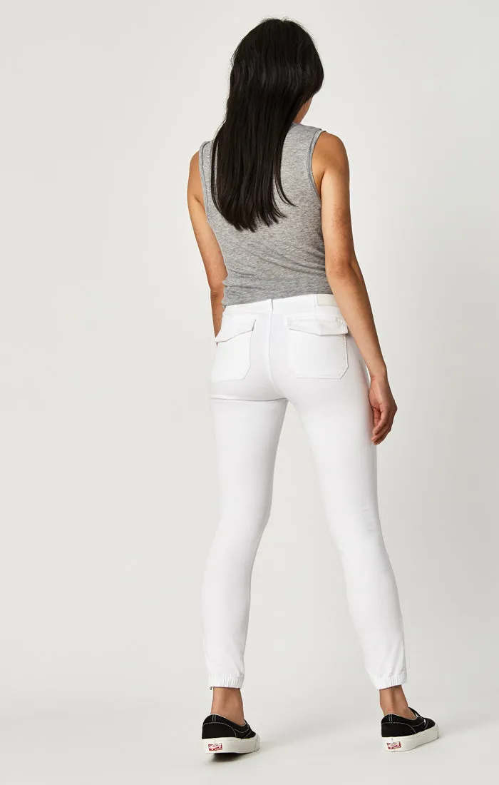 IVY SLIM CARGO PANTS IN WHITE TWILL