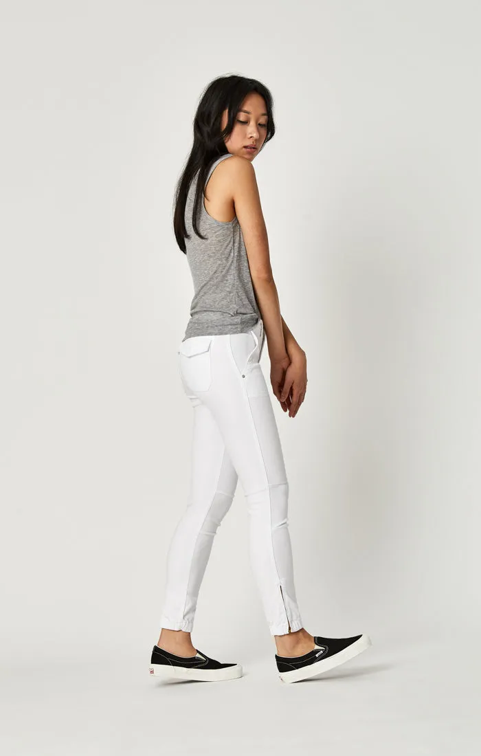IVY SLIM CARGO PANTS IN WHITE TWILL