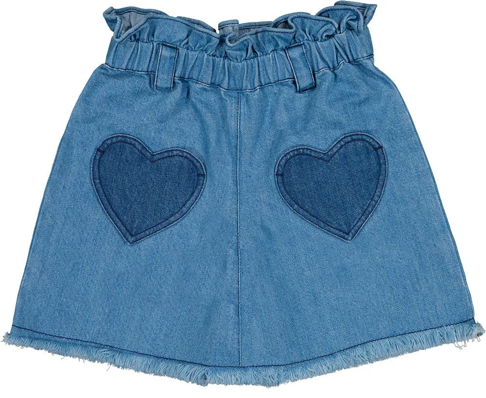 LOUIS LOUISE BLUE DENIM PATCHWORK SCHOOL SKIRT